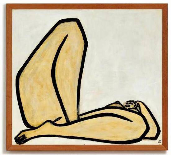 常玉《曲腿裸女》，油彩纤维板，1965年作，122.5 x 135cm，成交价：1.98亿港元