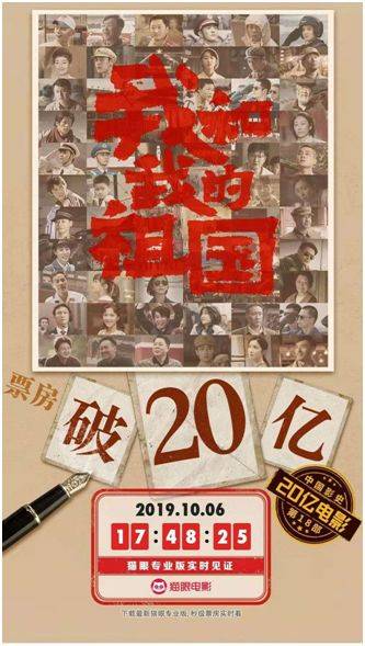 上映7天 《我和我的祖国》票房破20亿创历史纪录