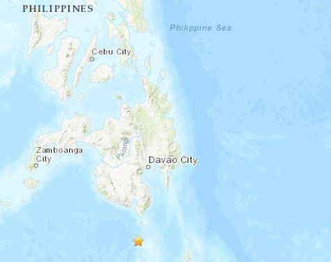 菲律宾南部海域发生5.1级地震 震源深度63.5千米