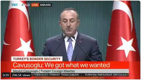 恰武什奥卢说暂停行动不是“停火”图源：土耳其广播电视频道（TRT）