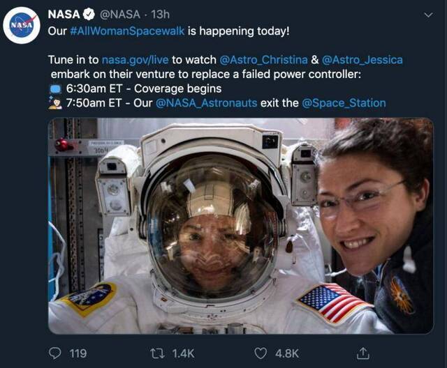 NASA官方推特截图。