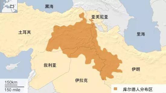 库尔德人聚集区主要分布于土耳其、叙利亚、伊拉克、伊朗四国