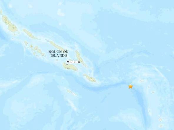所罗门群岛东南部海域发生5.0级地震 震源深度10公里