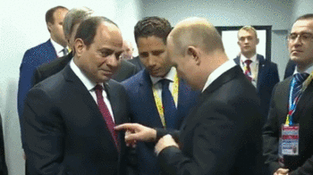 撞色？普京见埃及总统聊起了领带(图)