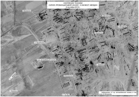 石油运输车聚集在叙利亚代尔祖尔省图源：俄罗斯卫星通讯社