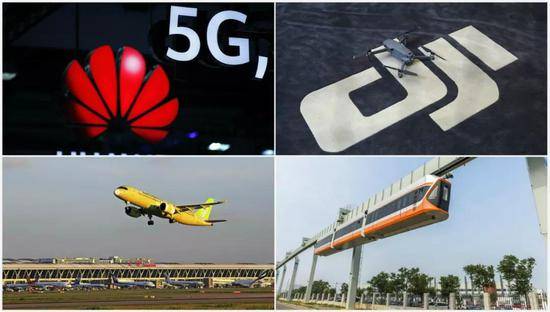  5G technology， DJI‘s camera drones， C919 and China’s fastest sky train… China keeps making creative and innovative。/CGTN Photo