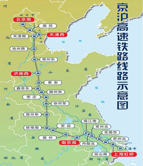 京沪高铁线路示意图