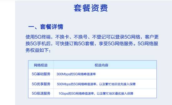 中国移动5G套餐介绍图片来源：中国移动官网截图