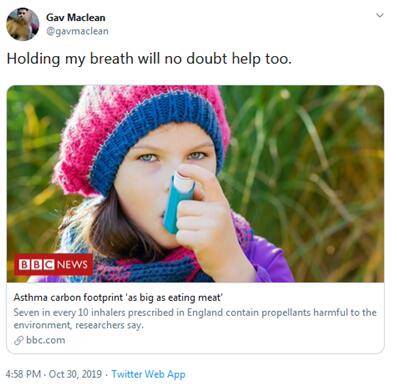 哮喘患者破坏环境？英国一项研究惹众怒