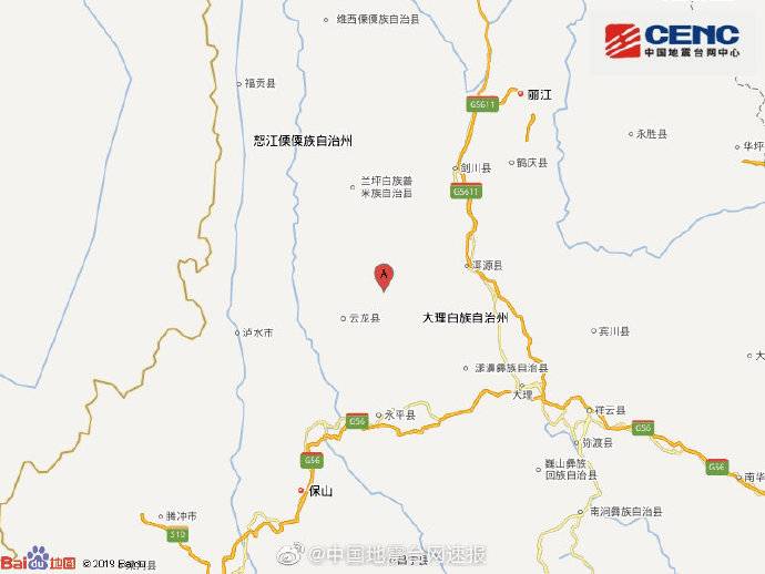云南大理州洱源县附近发生3.1级左右地震