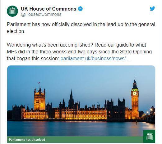 英国议会正式宣布解散 揭开圣诞月提前大选序幕