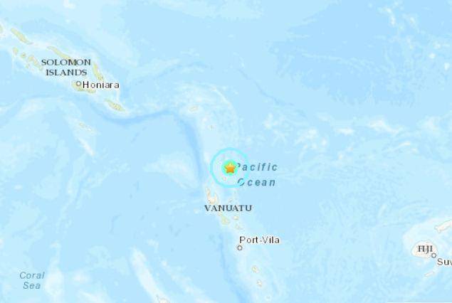 瓦努阿图群岛附近发生5.8级地震 震源深度10公里