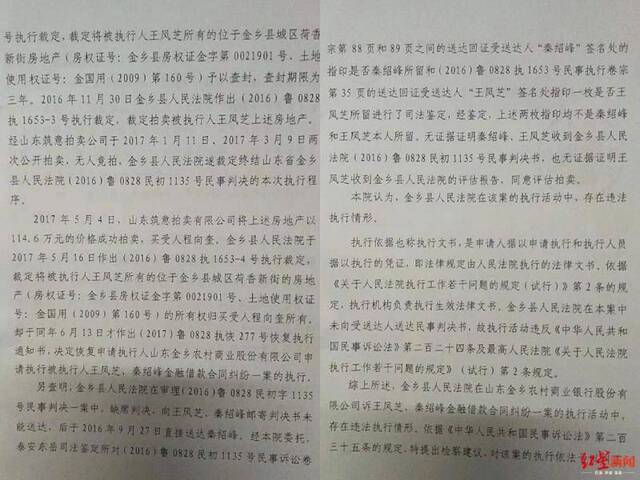 金乡检察院认为，金乡县人民法院在该案执行中存在违法。