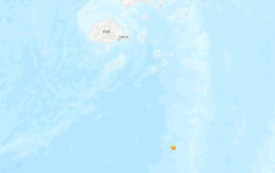 斐济群岛东南部海域发生6.5级地震（图片来源：美国地质勘探局网站截图）