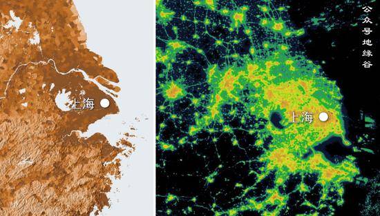 上海和长三角人口、灯光