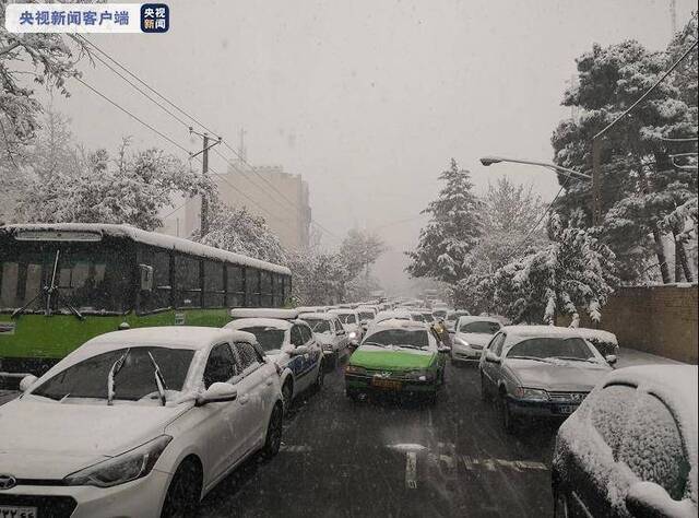 伊朗多地遭降雪 民众出行受阻