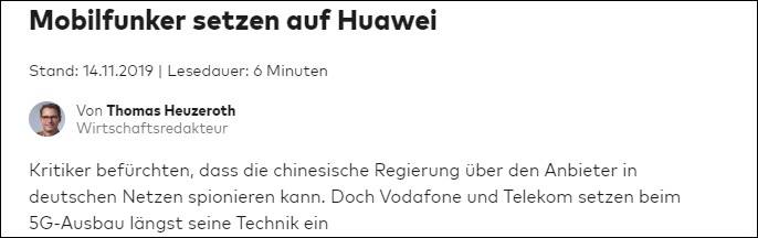 “移动运营商依赖华为”图：《世界报》报道截图