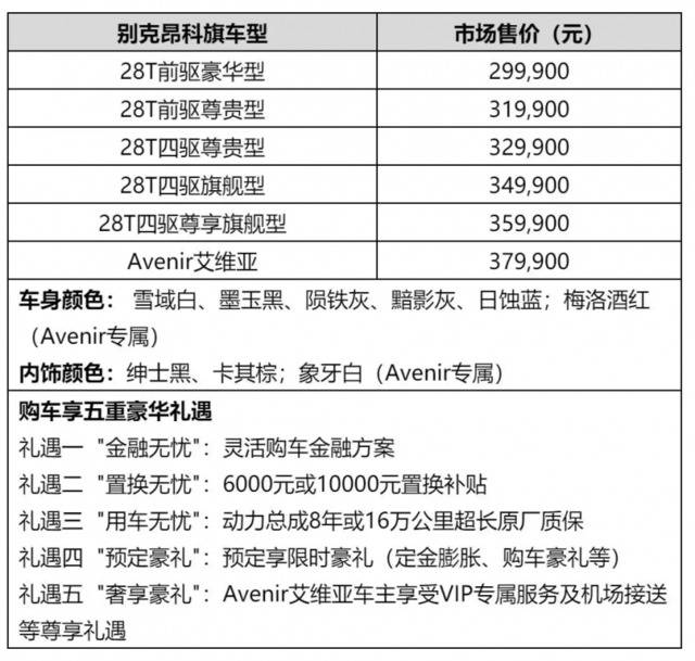 别克昂科旗、昂科旗艾维亚上市，售价29.99万元起