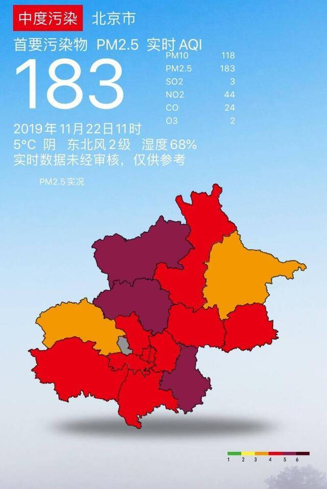 北京空气质量已达四级中度污染级别 局地重污染