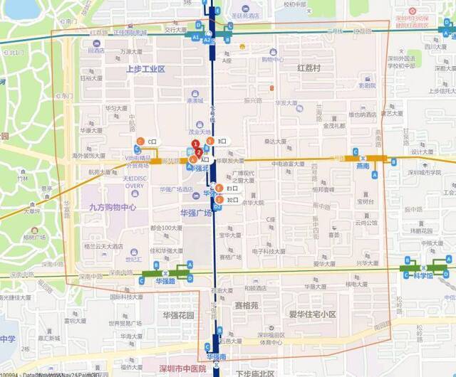 华强北区位图。图片来源：搜狗地图