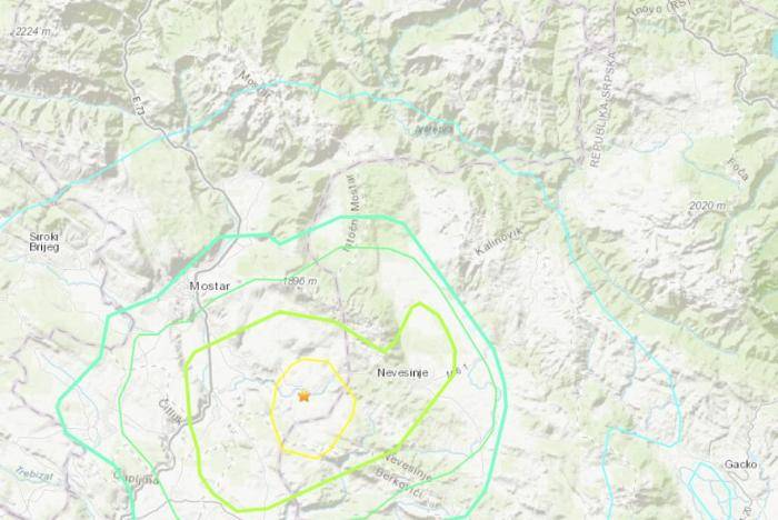 波黑西南部发生5.4级地震 震源深度10千米