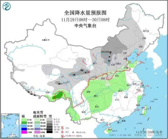 全国降水量预报图。图片来自中央气象台