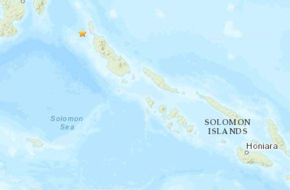 北京时间12月3日12时41分许，所罗门群岛西北部海域发生5.3级地震。（图片来源：美国地质勘探局网站截图。）