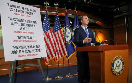 U.S. House Intelligence Committee Chairman Adam Schiff addresses Capitol Hill reporters during a news conference, Washington, U.S., December 4, 2019./Reuters Photo