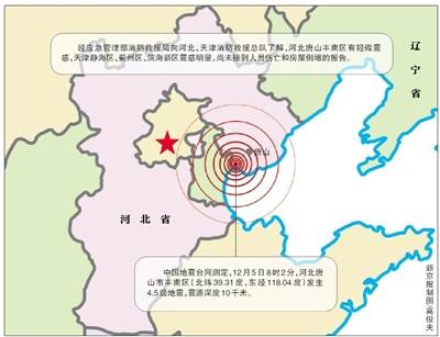 唐山4.5级地震 京津部分地区有震感