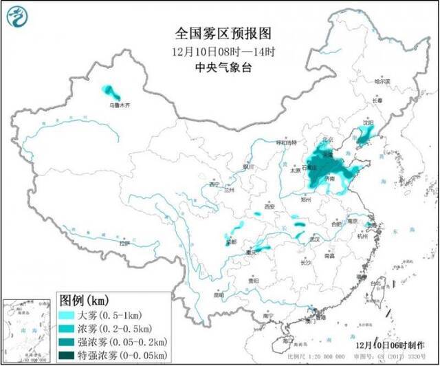 大雾黄色预警 冀豫鲁等地部分地区能见度不足200米