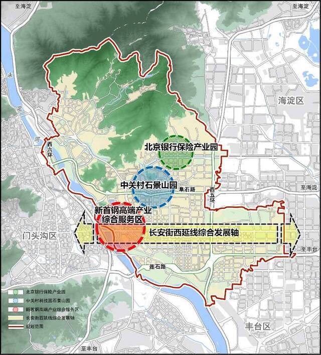 石景山分区规划（国土空间规划）（2017年-2035年）示意图。图/石景山区