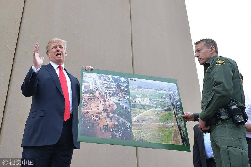 特朗普就任后首次视察美墨边境墙图片来源：视觉中国