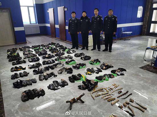 黑龙江警方破获走私野生动物案 查获熊掌214只