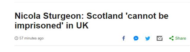 苏格兰警告约翰逊：我们不能被囚禁在联合王国里