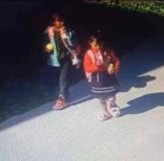 当天二人从幼儿园放学后回家的视频截图。来源：公安部儿童失踪信息紧急发布平台