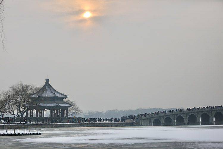 第二场雪  镜头（八）颐和园赏雪 游人如织