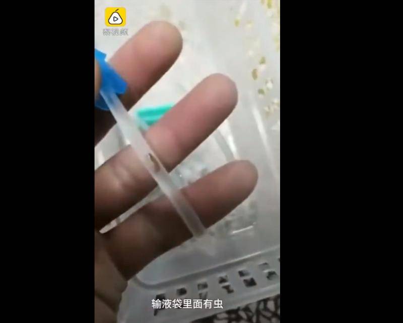 输液管中疑似虫状物体来源：梨视频