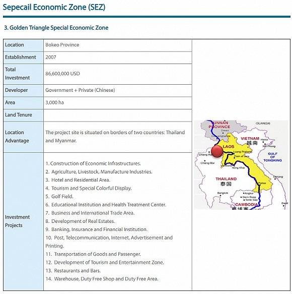 老挝官方网站上金三角经济特区建设方案