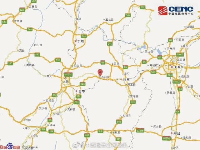 山西晋中市寿阳县附近发生3.1级左右地震