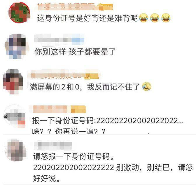 由2和0组成的身份证靓号：22020220200202XXXX