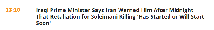 伊拉克总理:伊朗动手前曾向我预警“复仇已开始”
