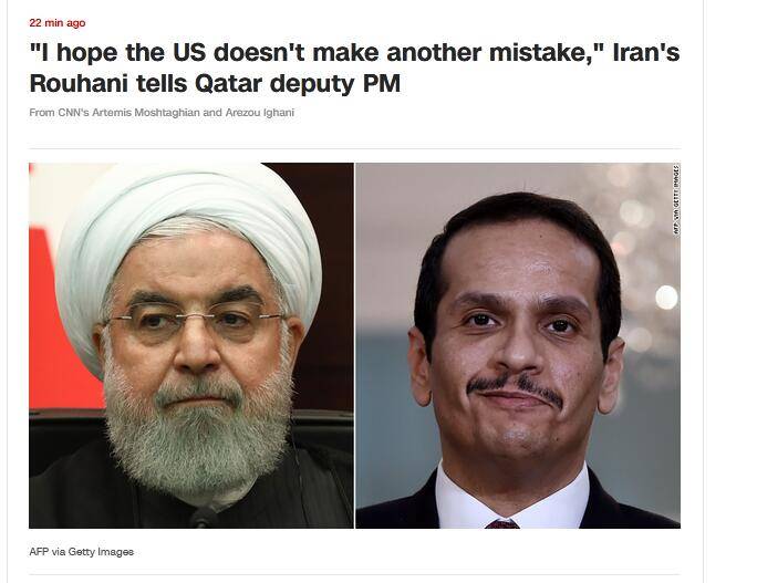伊朗总统与卡塔尔副首相通话:希望美国不要再犯错