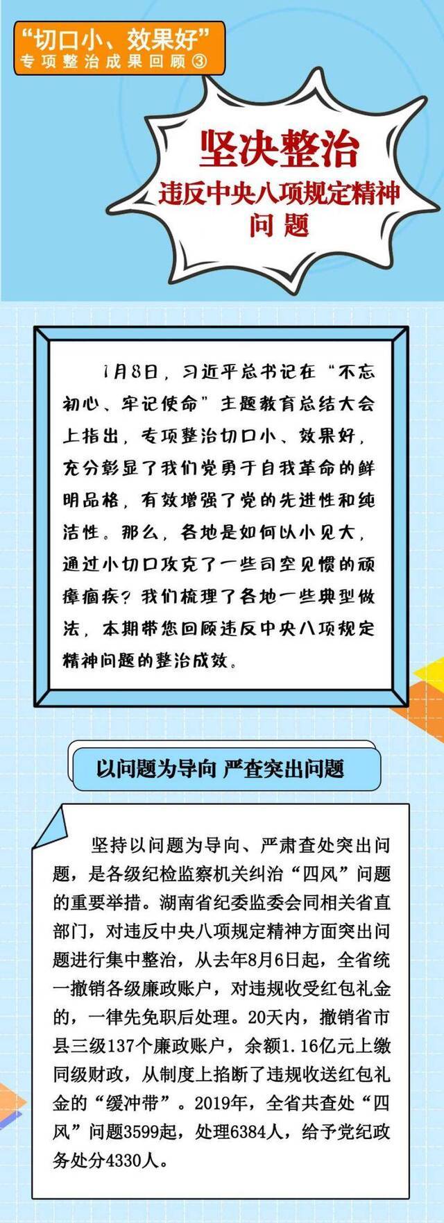 “切口小、效果好”专项整治成果回顾③ 坚决整治违反中央八项规定精神问题