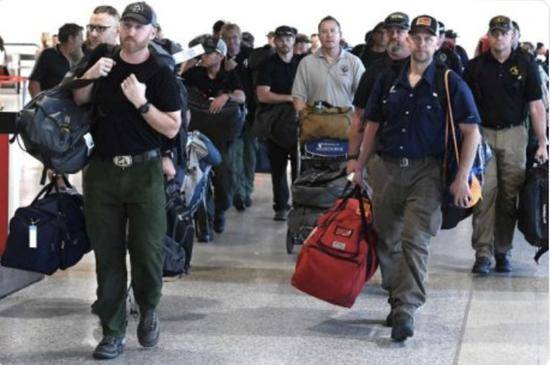 美国消防员抵达澳大利亚。图片来自网络