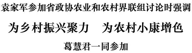 袁家军参加省政协农业和农村界联组讨论：为乡村振兴聚力 为农村小康增色