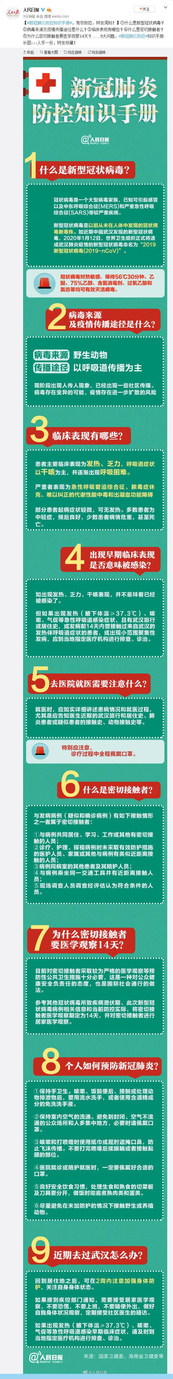 新冠肺炎防控知识手册 有效防控转发周知