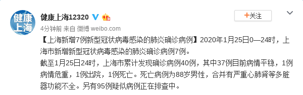 上海出现首例死亡病例 新增7例确诊病例