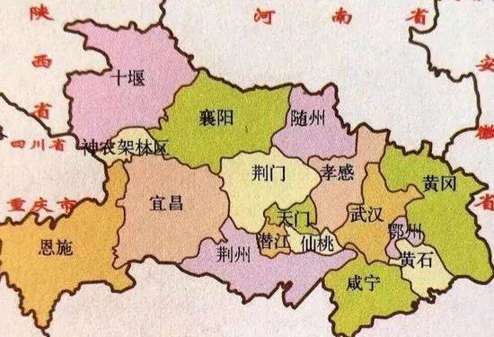 湖北省地图，源自网络