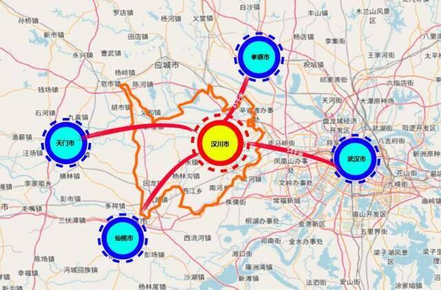 汉川市区位图，作者绘制