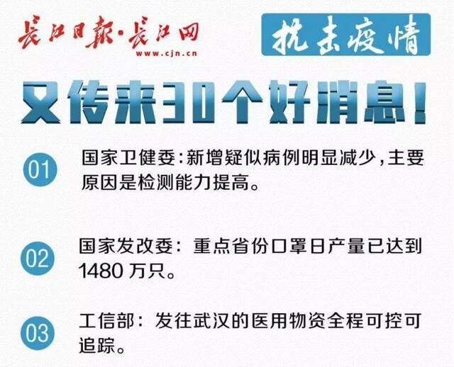 新增疑似病例连续两天下降！又传来30个好消息